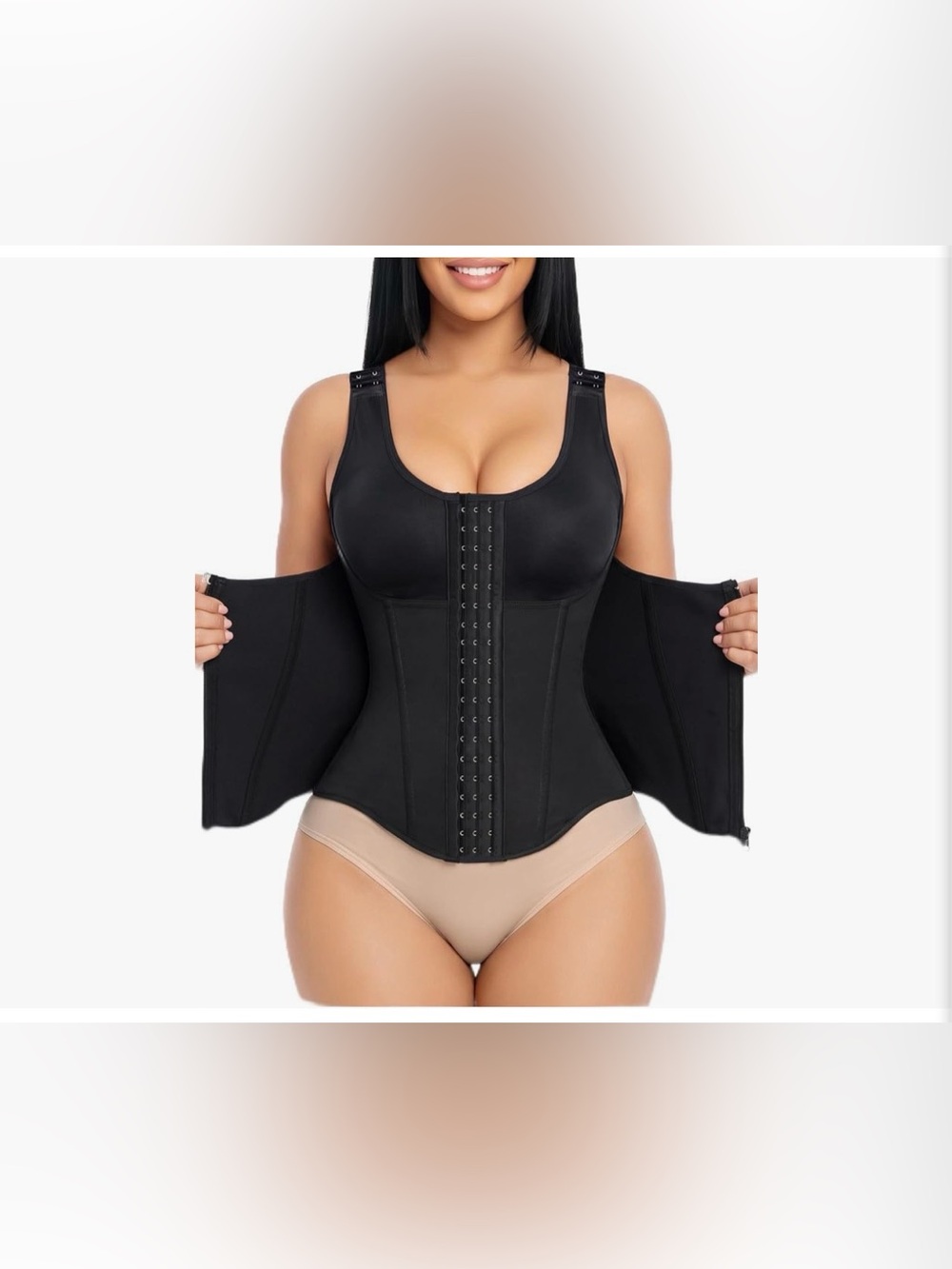 Yianna Women’s Black Waist Trainer Shapewear Vest NEW LARGE